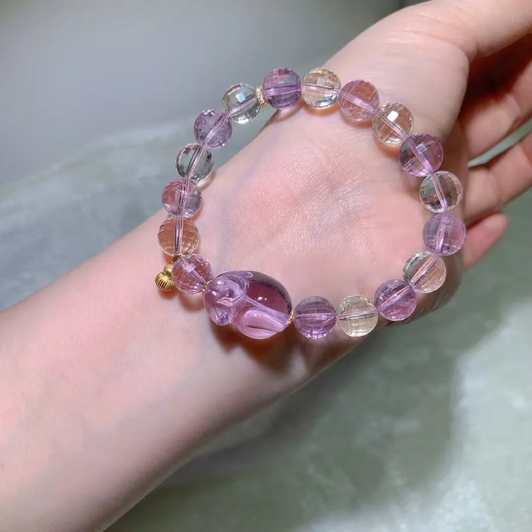 Ametrine & Amethyst Bracelet · Carved Amethyst Fox · 9.5mm — detail photo
