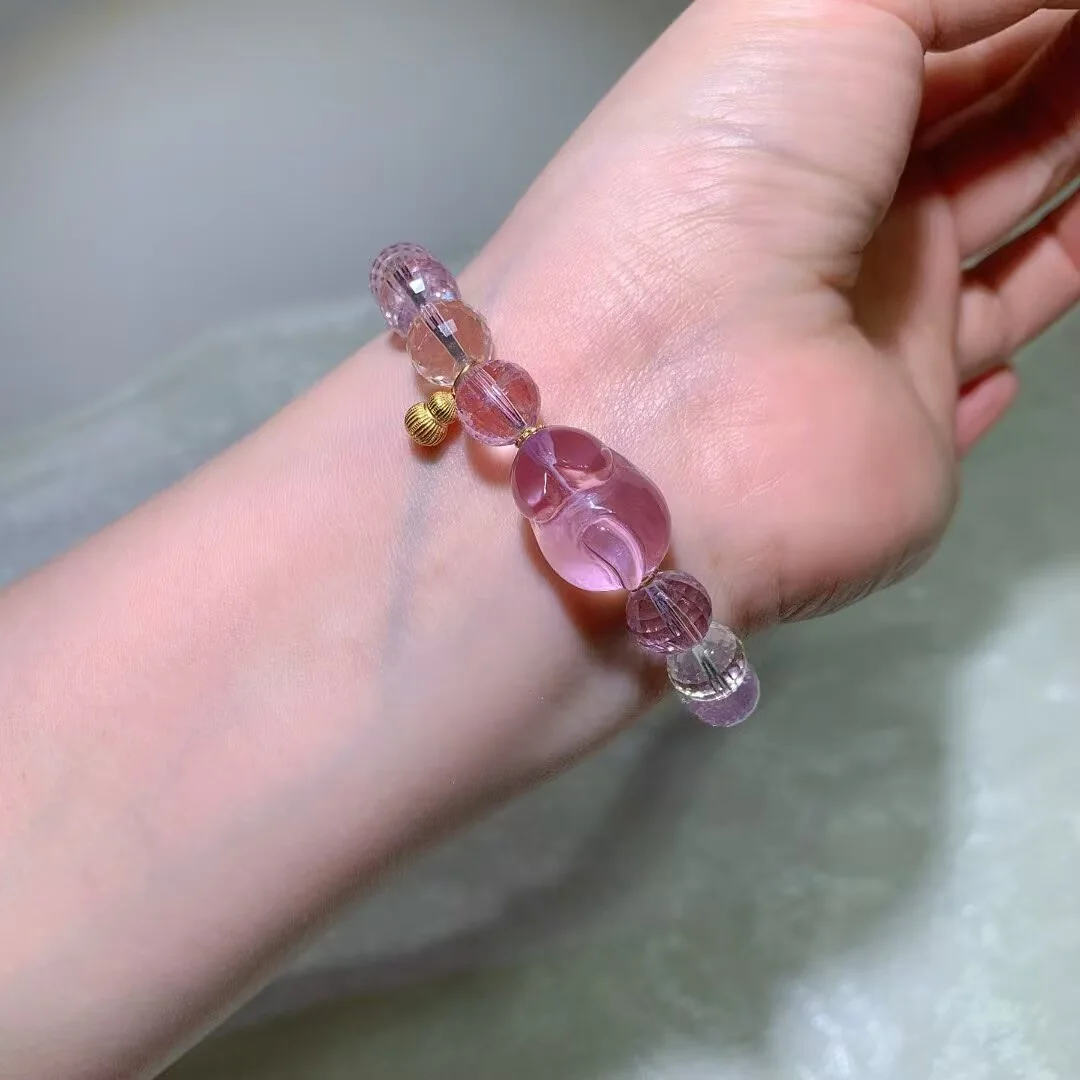 Ametrine & Amethyst Bracelet · Carved Amethyst Fox · 9.5mm