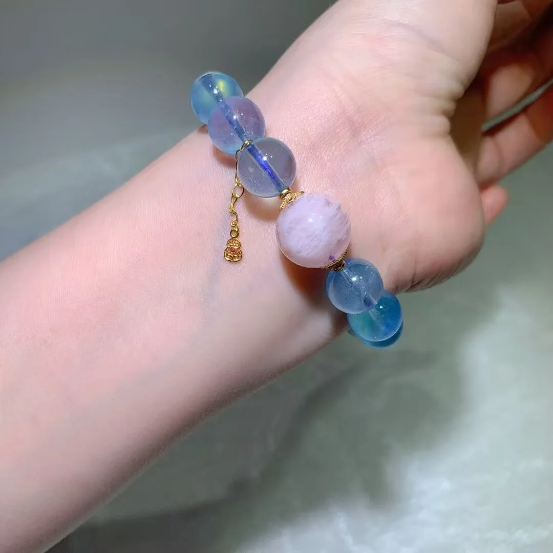 아쿠아마린 팔찌 · 라일락 포인트 비즈 · 11.3mm