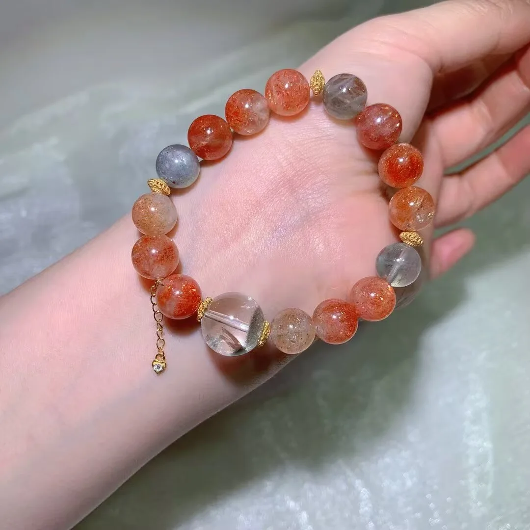 Arusha Sunstone Bracelet · Large Clear Bead & Heart Charm · 11.3mm