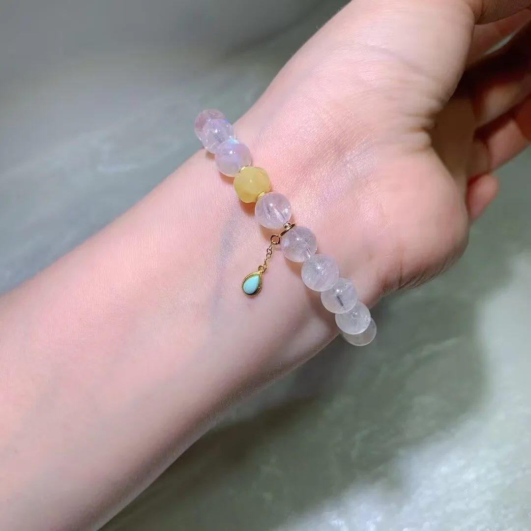 천연 블루 문스톤 팔찌 (8.7mm) — 디테일 사진