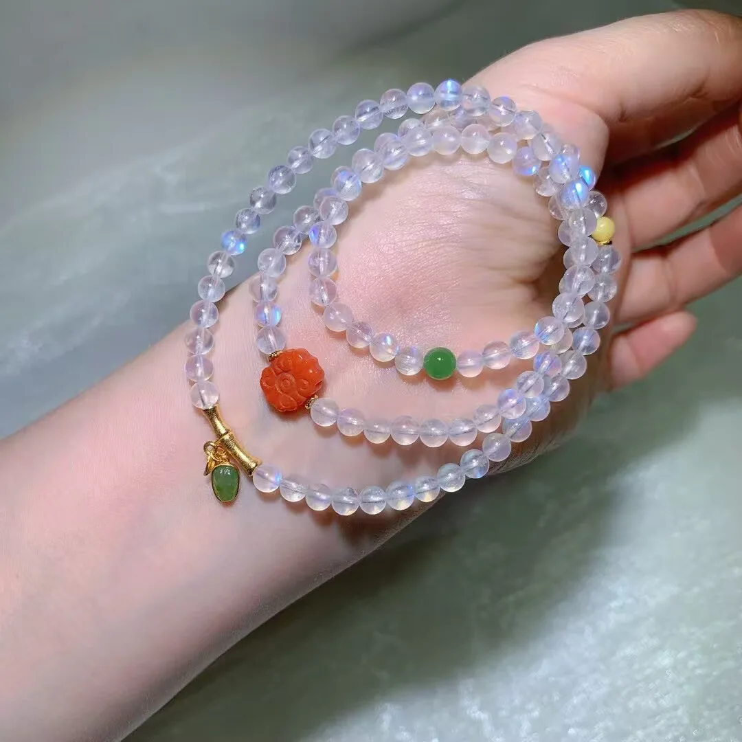 Natural Blue Moonstone (蓝月光) Multi-Wrap Bracelet (5mm)
