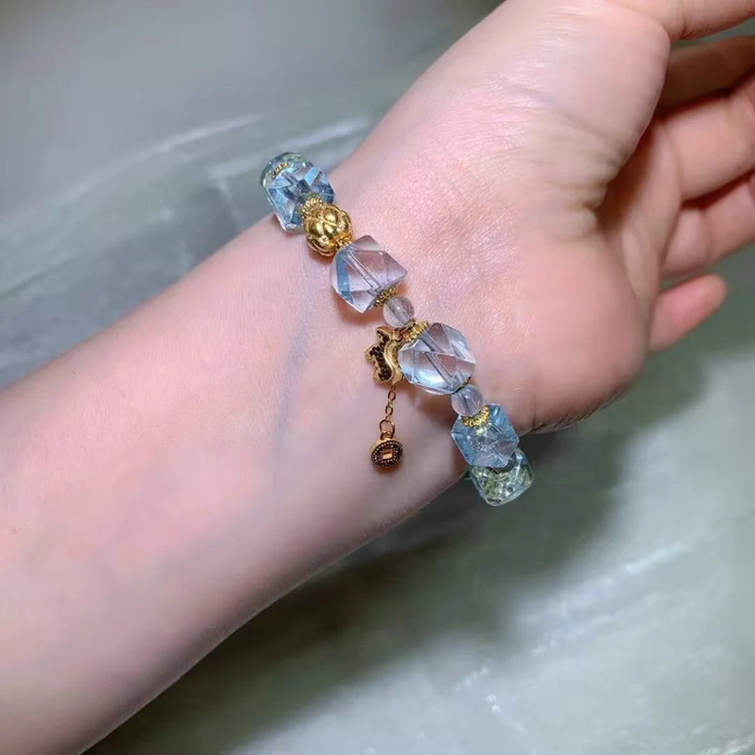 천연 블루 토파즈 팔찌 글레이셔 블루 (9.8mm)