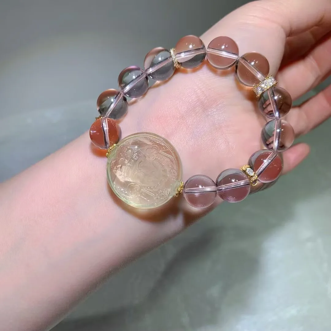 볼리비아 자수정 팔찌 · 황재신 조각 메인 비즈 · 13mm — 디테일 사진
