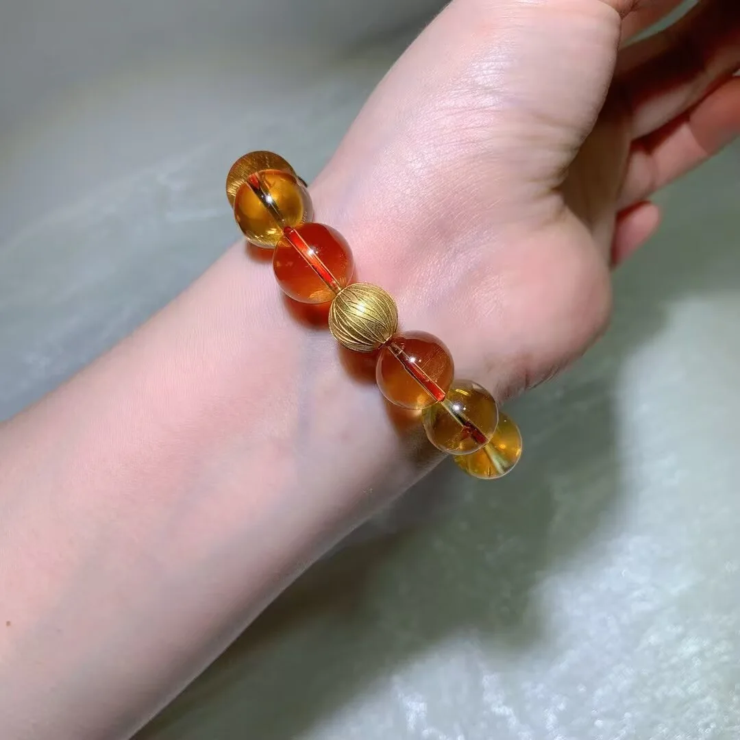 Natural Brazilian Citrine (巴西黄水晶) Bracelet (14.3mm) — detail photo
