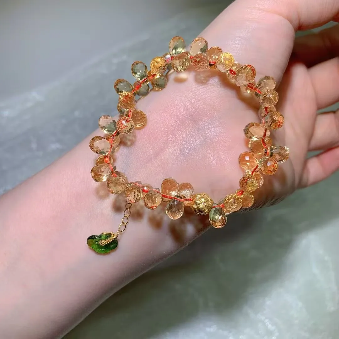 브라질 시트린 팔찌 · 엮은 브리올레트 · 6×8mm — 디테일 사진