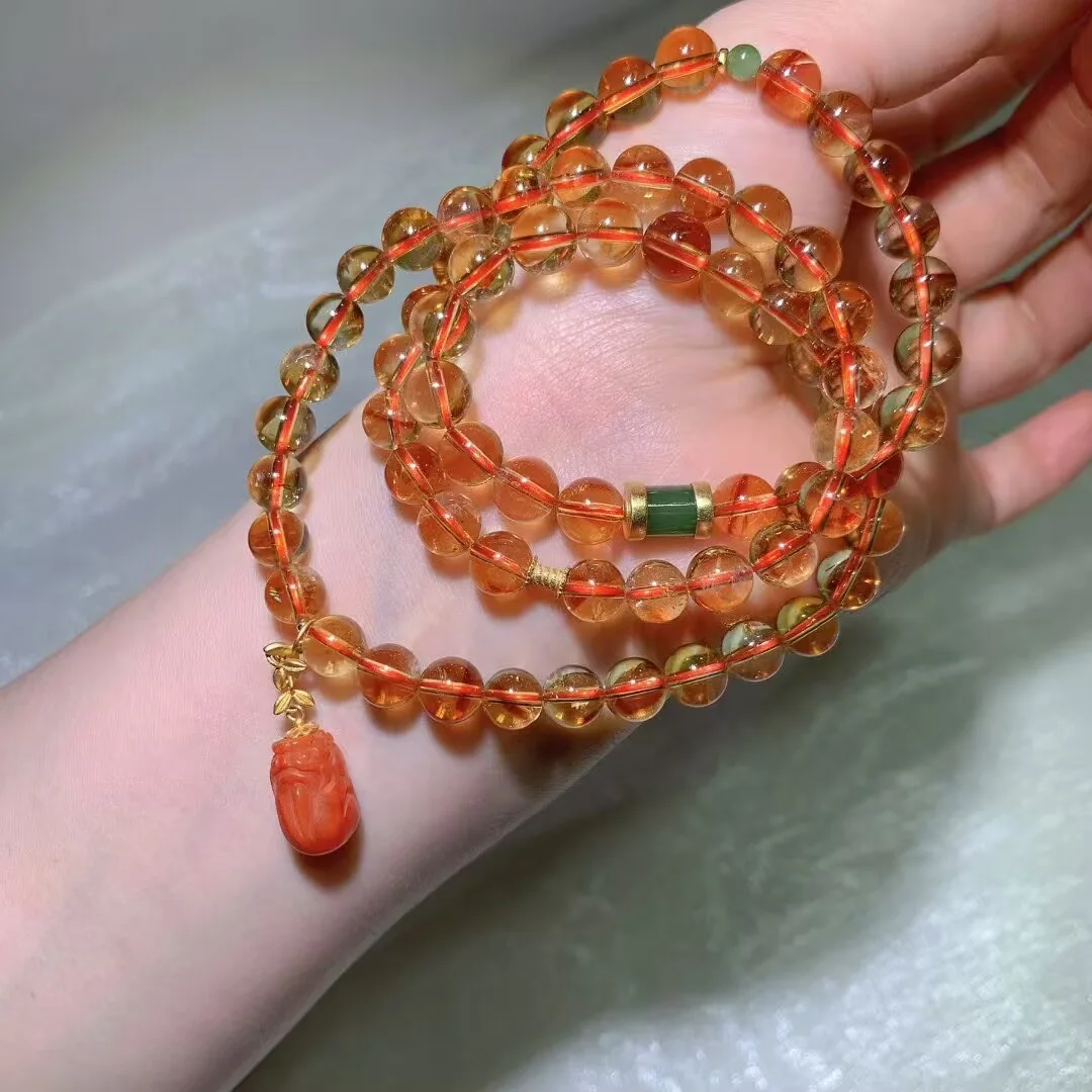 Natural Brazilian Citrine (巴西黄水晶) Multi-Wrap Bracelet (8mm)