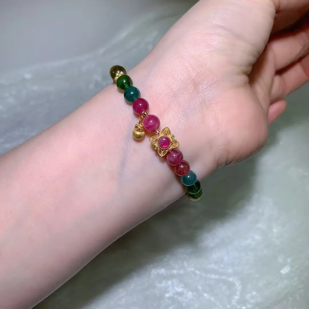 Candy Tourmaline Bracelet · Star Bead · 6.7mm — detail photo