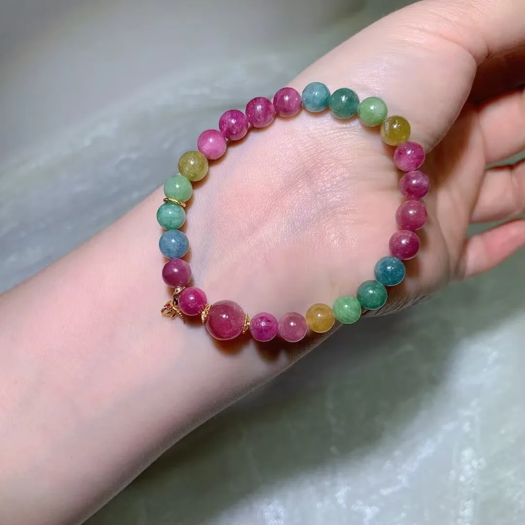캔디 투르말린 팔찌 · 리본 참 · 7.2mm — 디테일 사진