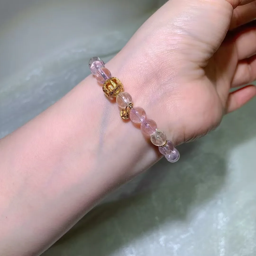 Cat's Eye Kunzite Bracelet · Disc Charm · 7.7mm