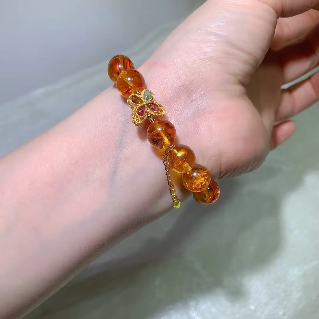 天然花珀手链(古法蝴蝶 · 11.4mm)