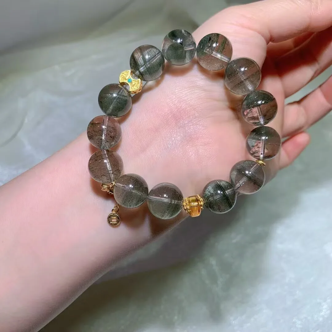 Natural Green Phantom Quartz Bracelet (14.3mm)