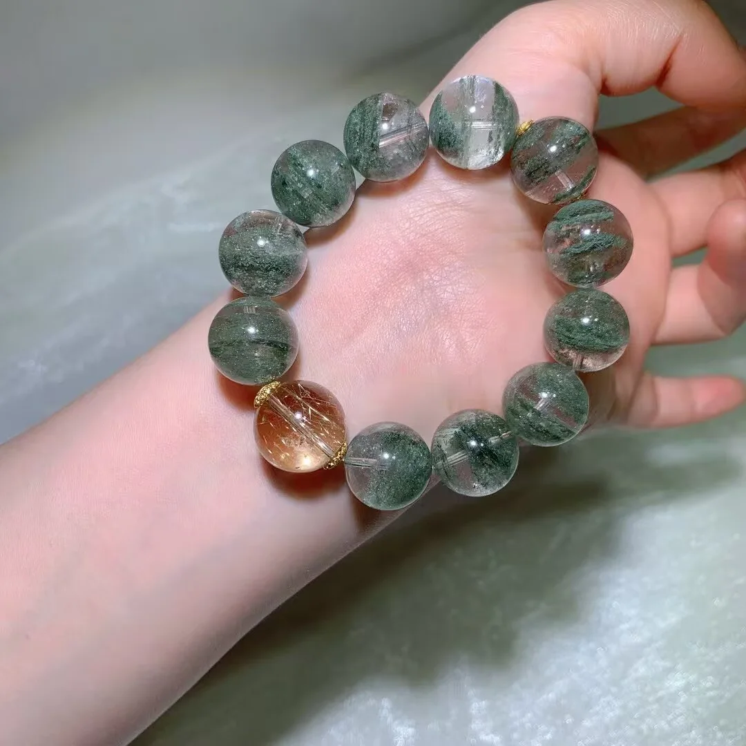 Natural Green Phantom Quartz (绿幽灵) Bracelet (16.3mm)