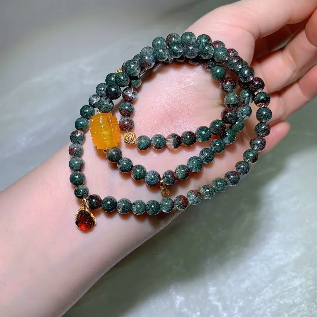 Natural Green Phantom Quartz (绿幽灵) Multi-Wrap Bracelet (6.6mm)