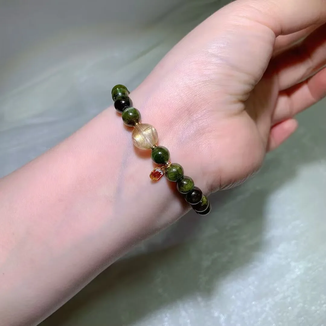 天然綠碧璽手鍊（7.7mm） — 細節圖