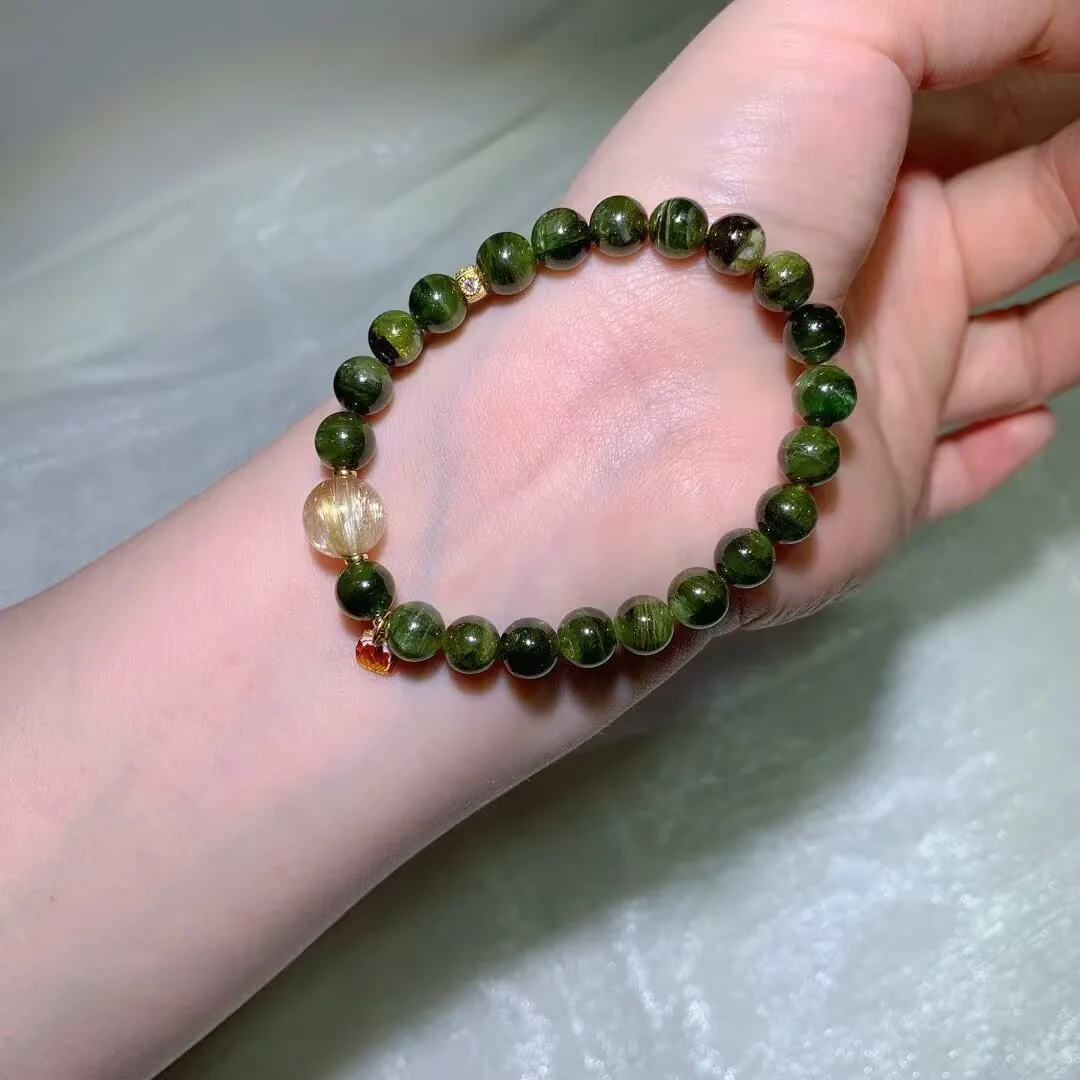 천연 그린 투르말린 팔찌 (7.7mm)