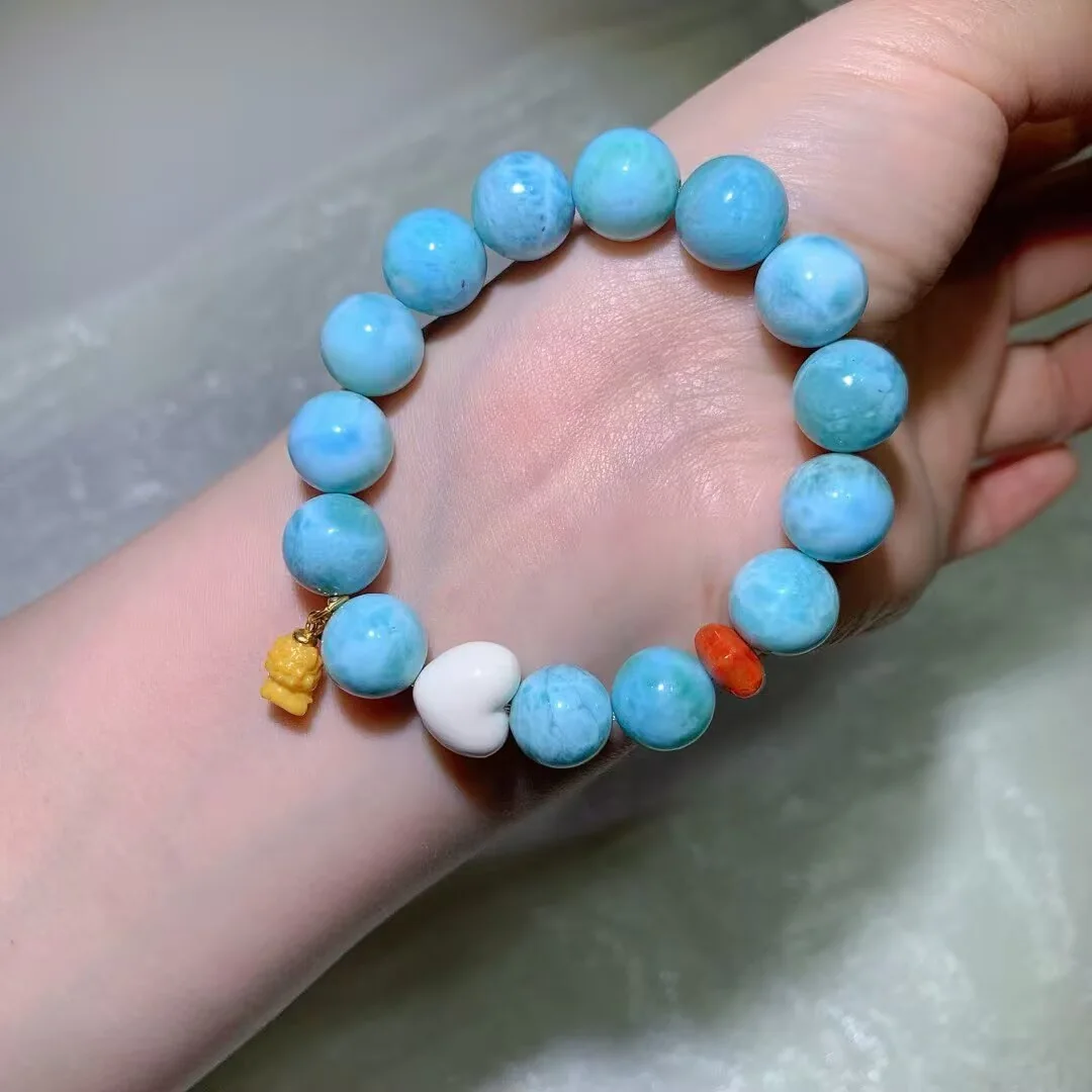Larimar Bracelet · Carved Heart · 12.1mm — detail photo