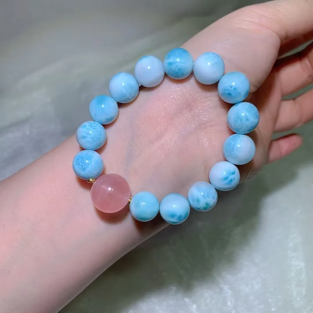 天然海纹石手链（马粉点缀珠 · 12.9mm） — 细节图