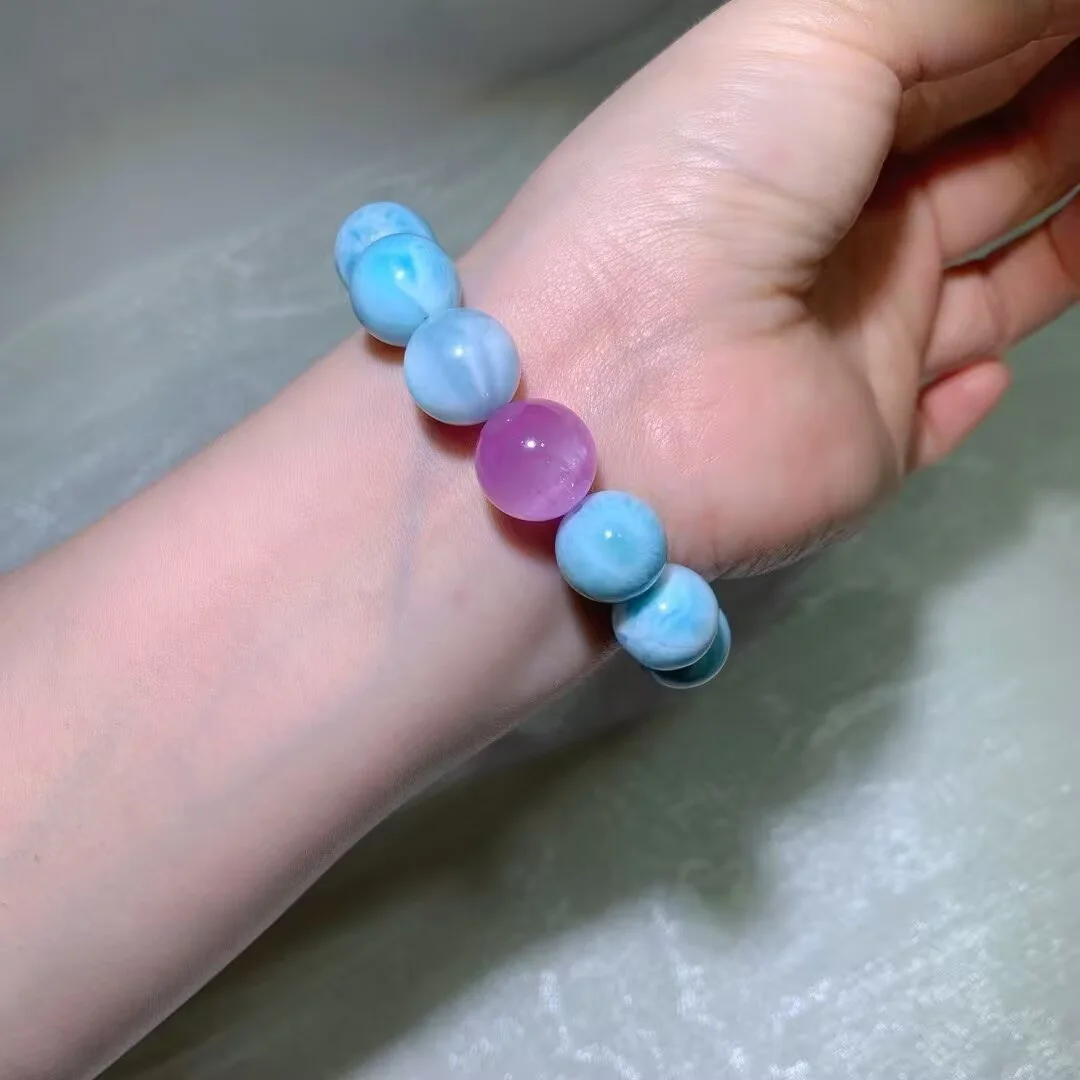 Larimar Bracelet · Lilac Accent Bead · 14.8mm