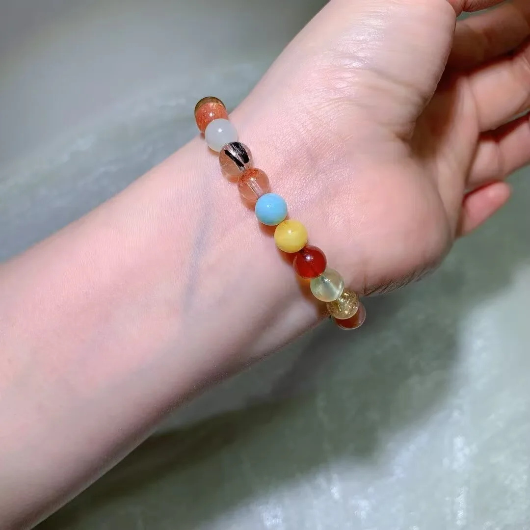 Multi-Gem Crystal Bracelet · Rainbow Mix · 8mm