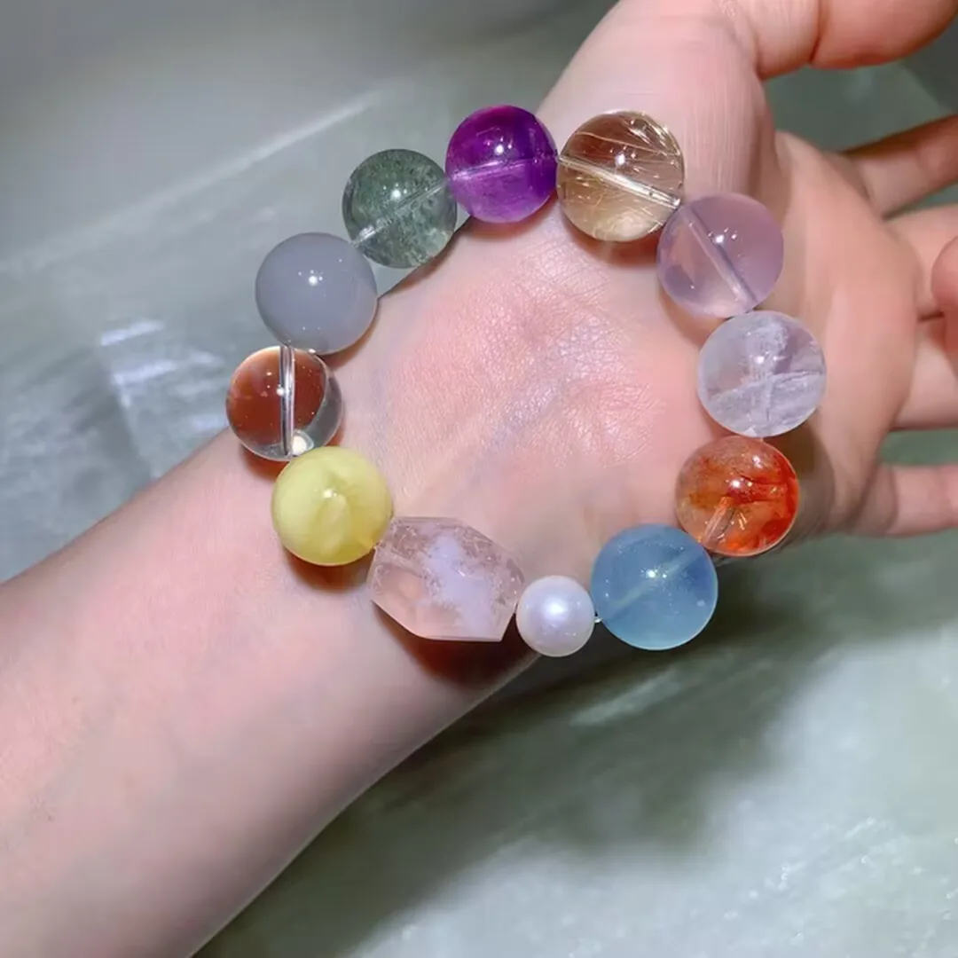 Natural Multi-Gem Crystal Bracelet (approx. 17mm)