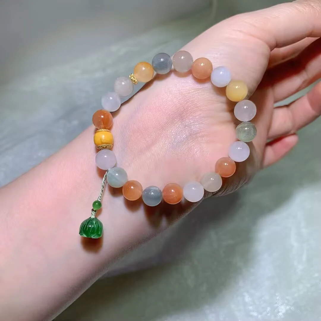 Natural Multicolor Rabbit Hair Quartz Bracelet · 8.6mm