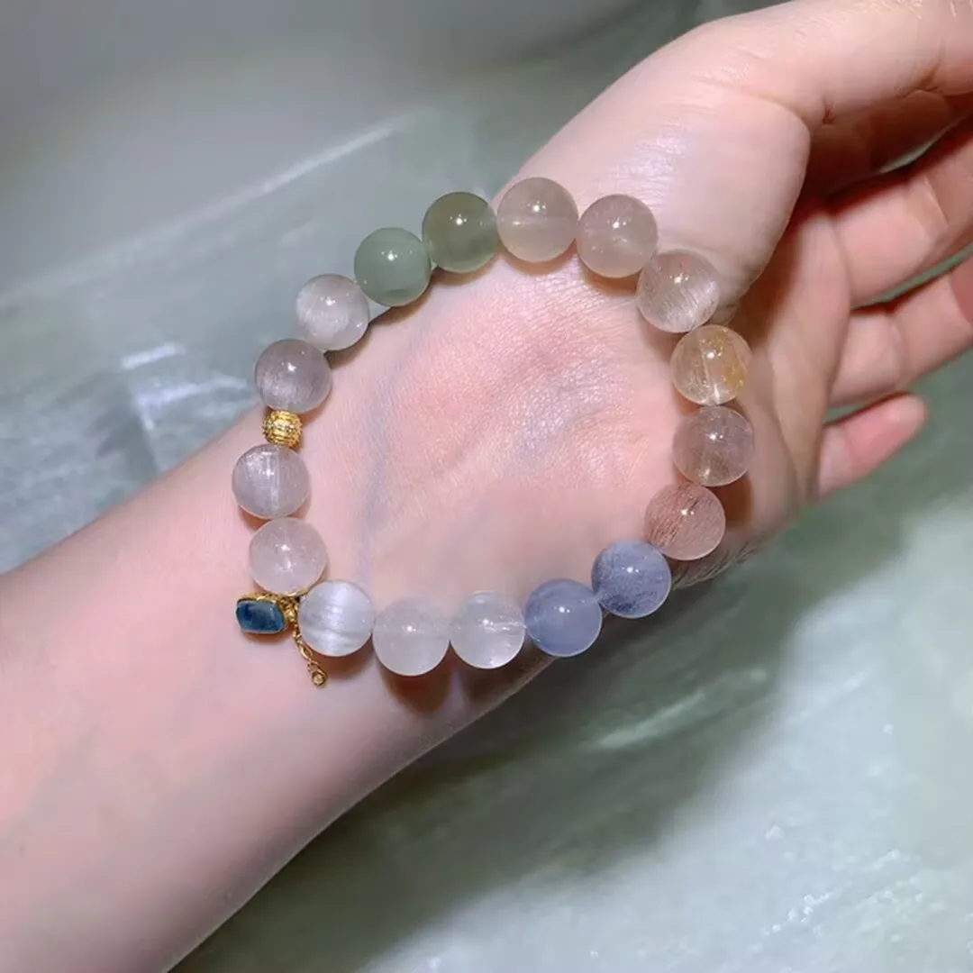 Natural Multicolor Rabbit Hair Quartz Bracelet (11.1mm)