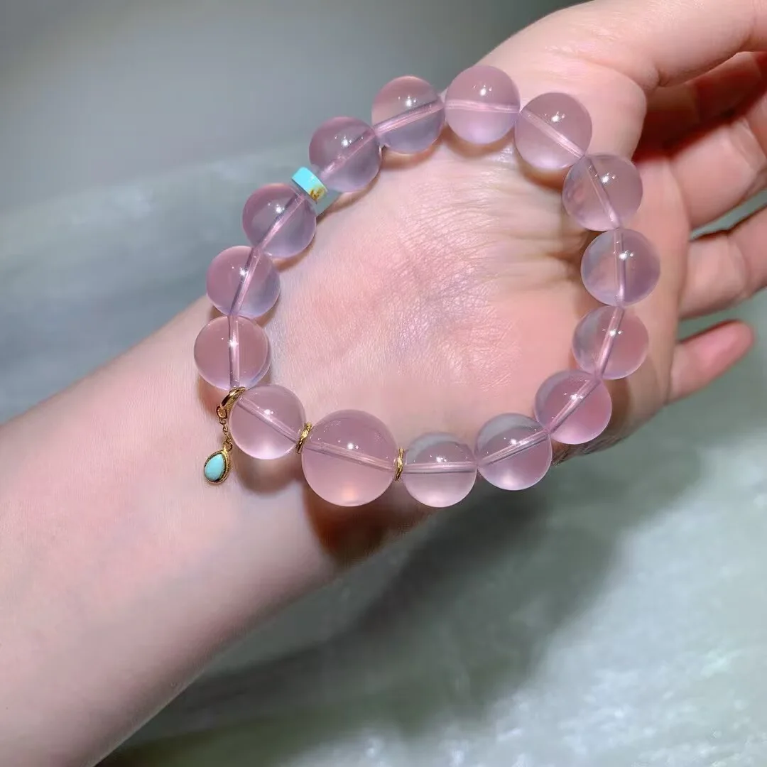 Star Rose Quartz Bracelet · Turquoise-Tone Drop · 12.8mm — detail photo