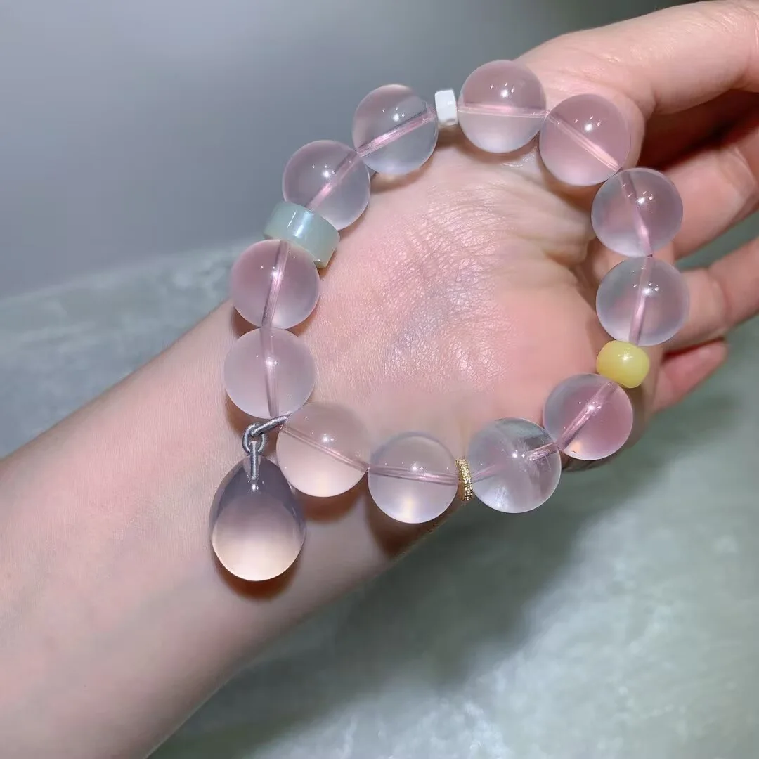 天然星光莫粉手链（粉色水滴坠 · 15.8mm） — 细节图