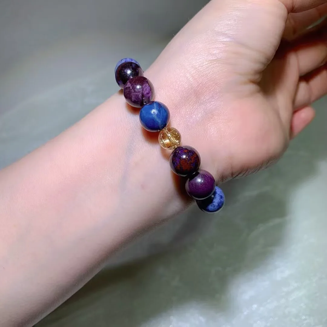 Sugilite Bracelet · Golden Rutile Accents · 12.1mm — detail photo