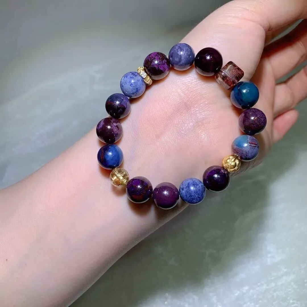 Sugilite Bracelet · Golden Rutile Accents · 12.1mm