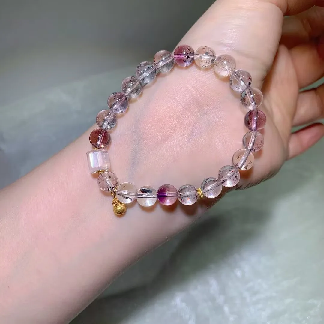 Super Seven Bracelet · Clear Lilac Mix · 8.5mm — detail photo