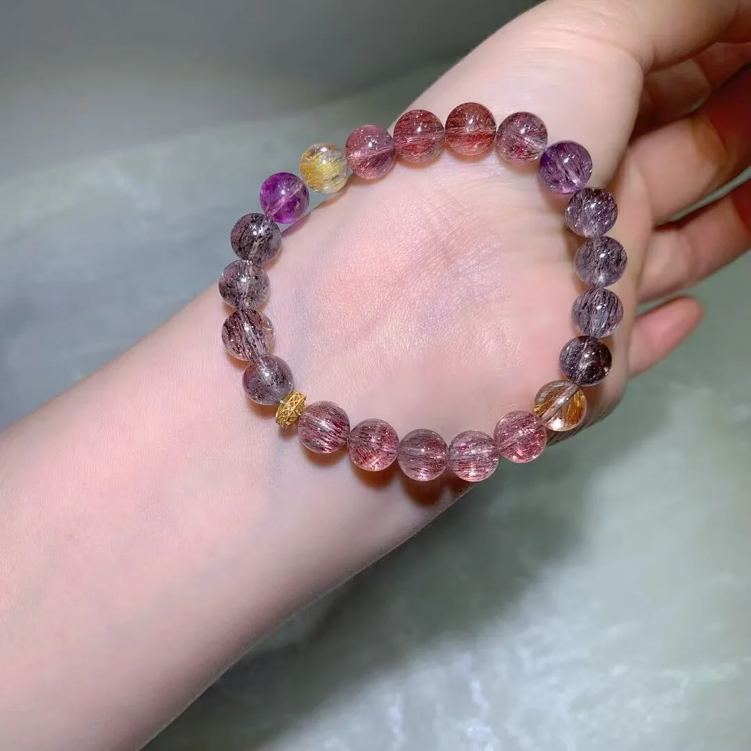 Super Seven Bracelet · Rosy Lilac Mix · 8.6mm — detail photo