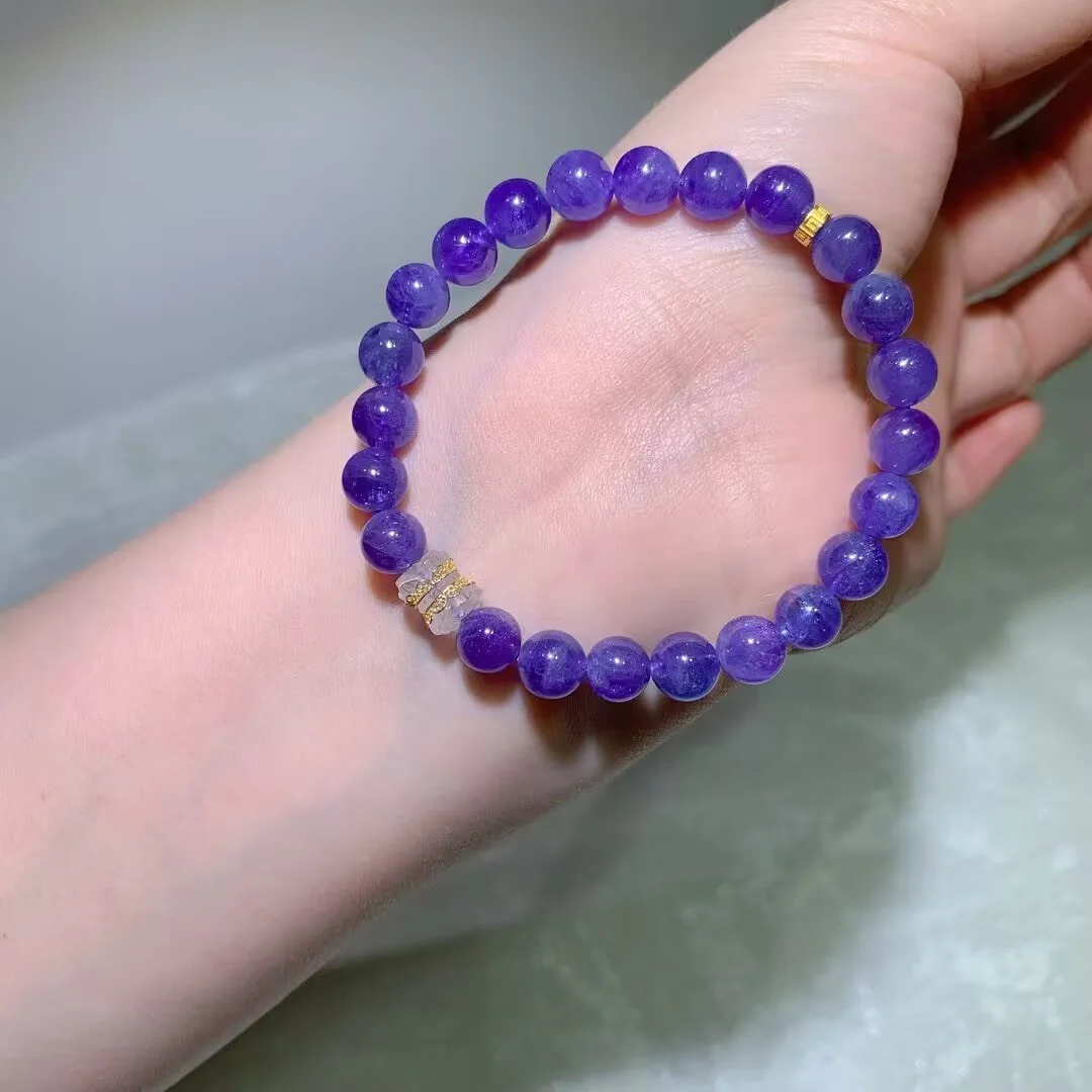 Tanzanite Bracelet · Ornate Barrel Beads · 7.7mm — detail photo