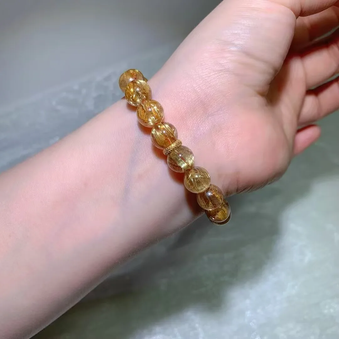 Titanium Rutilated Quartz Bracelet · Dense Needles · 10.2mm — detail photo