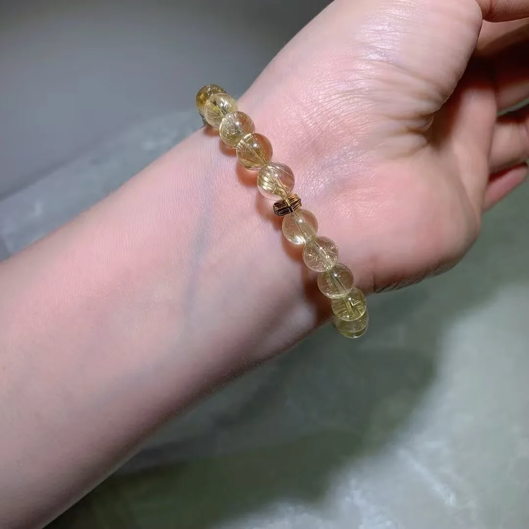 Titanium Rutilated Quartz Bracelet · Fine Bright Needles · 8.2mm — detail photo