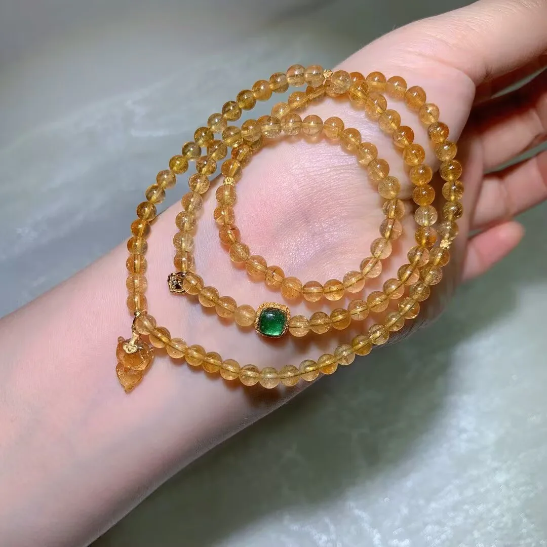 Natural Yellow Tourmaline (黄碧玺) Multi-Wrap Bracelet (5.1mm)